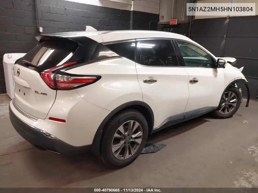 2017 Nissan Murano Sl VIN: 5N1AZ2MH5HN103804 Lot: 40790665