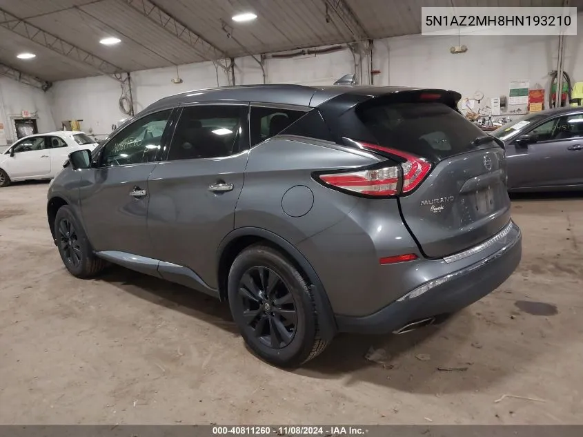 2017 Nissan Murano Sv VIN: 5N1AZ2MH8HN193210 Lot: 40811260