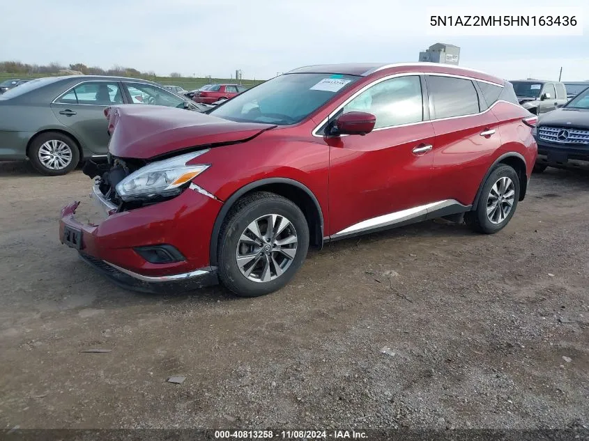 2017 Nissan Murano Sl VIN: 5N1AZ2MH5HN163436 Lot: 40813258