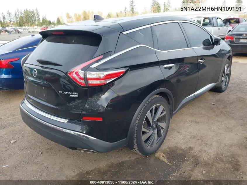 2017 Nissan Murano Platinum/S/Sl/Sv VIN: 5N1AZ2MH6HN109191 Lot: 40813898