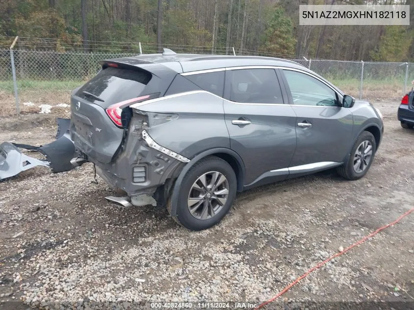 2017 Nissan Murano Sv VIN: 5N1AZ2MGXHN182118 Lot: 40824860