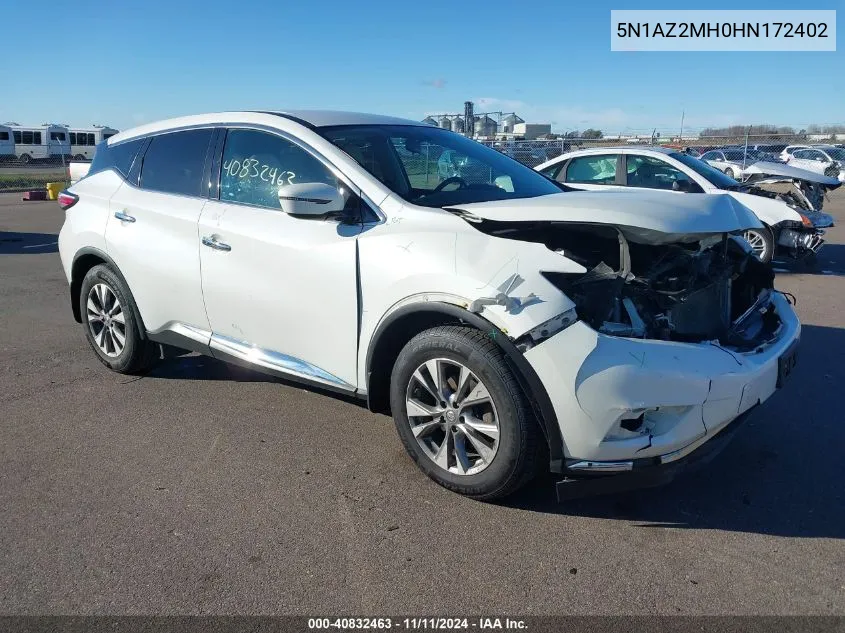 2017 Nissan Murano S VIN: 5N1AZ2MH0HN172402 Lot: 40832463