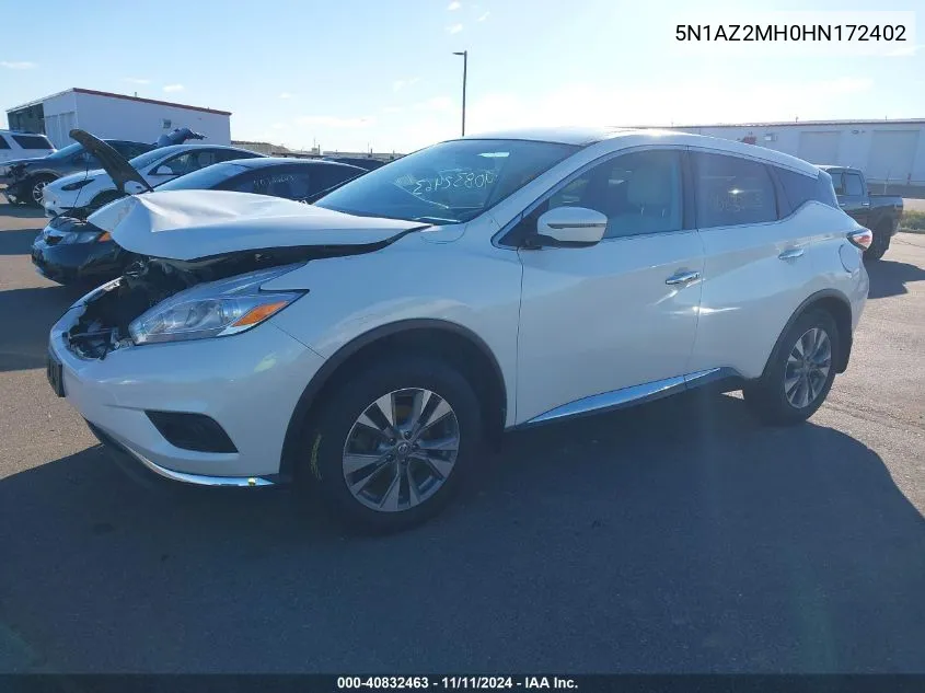 2017 Nissan Murano S VIN: 5N1AZ2MH0HN172402 Lot: 40832463