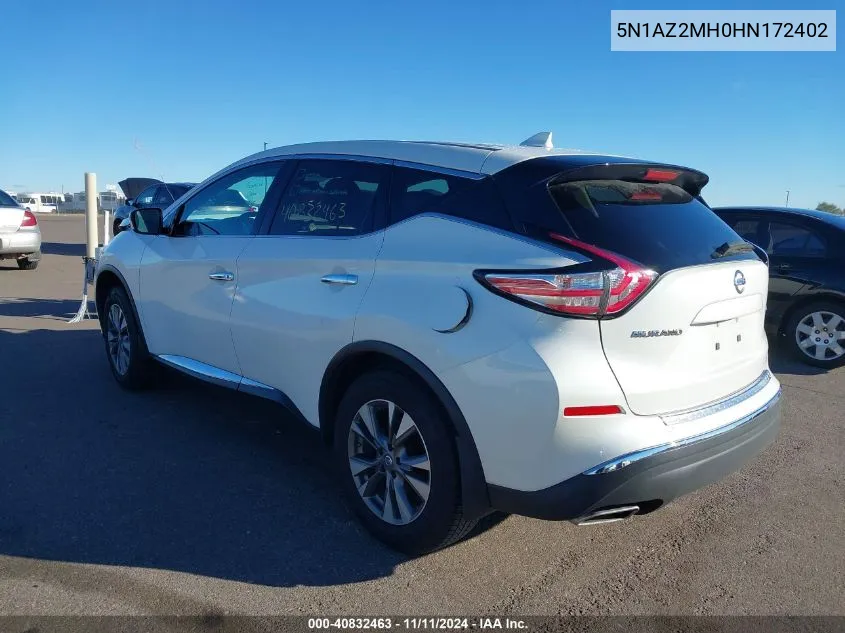 2017 Nissan Murano S VIN: 5N1AZ2MH0HN172402 Lot: 40832463