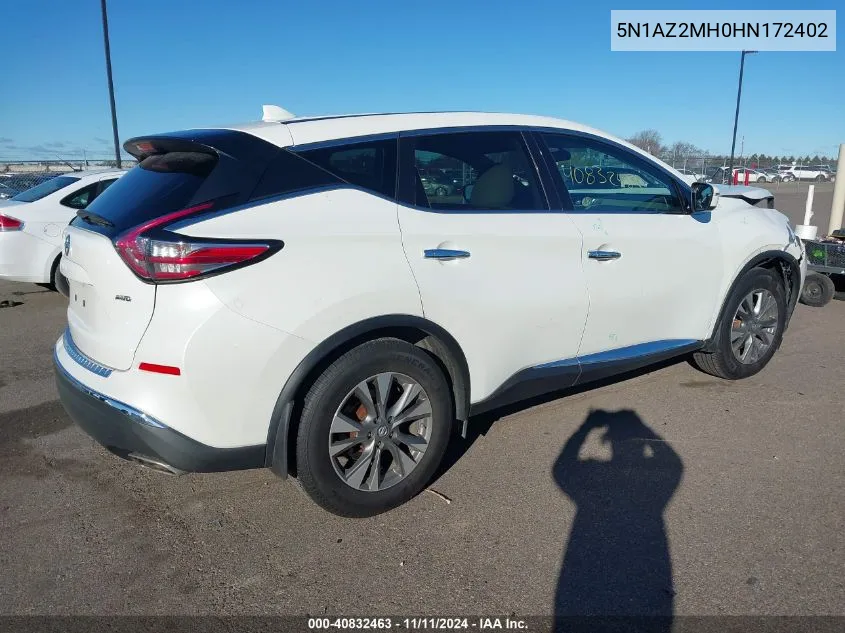 2017 Nissan Murano S VIN: 5N1AZ2MH0HN172402 Lot: 40832463