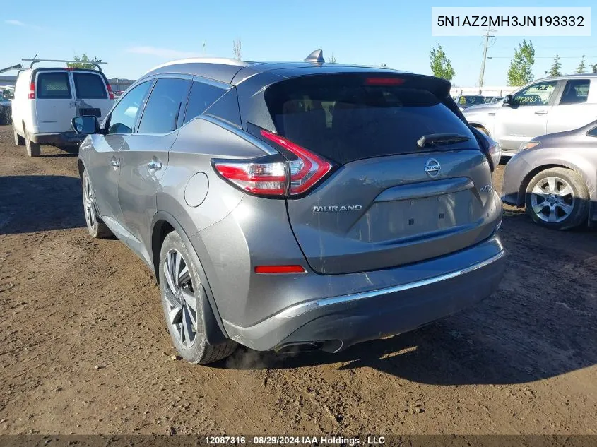 2018 Nissan Murano VIN: 5N1AZ2MH3JN193332 Lot: 12087316