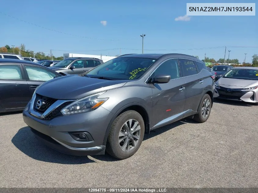 2018 Nissan Murano S/Sl/Sv/Platinum VIN: 5N1AZ2MH7JN193544 Lot: 12094775