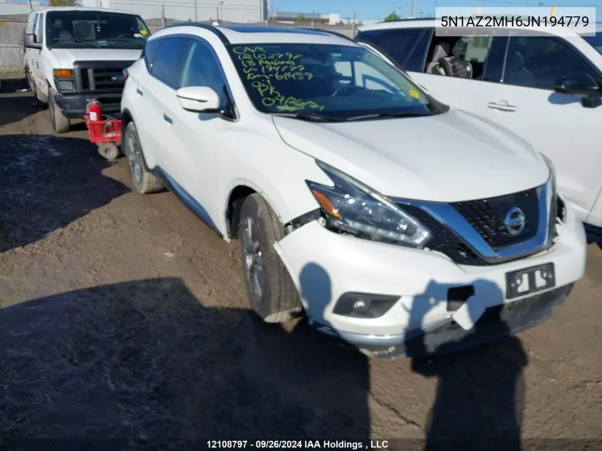 5N1AZ2MH6JN194779 2018 Nissan Murano S/Sl/Sv/Platinum