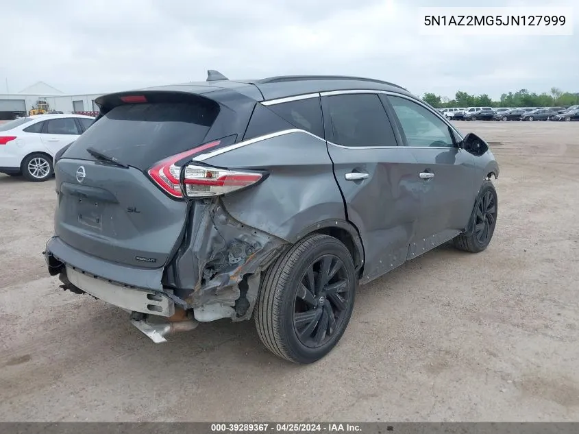 2018 Nissan Murano Sl VIN: 5N1AZ2MG5JN127999 Lot: 39289367