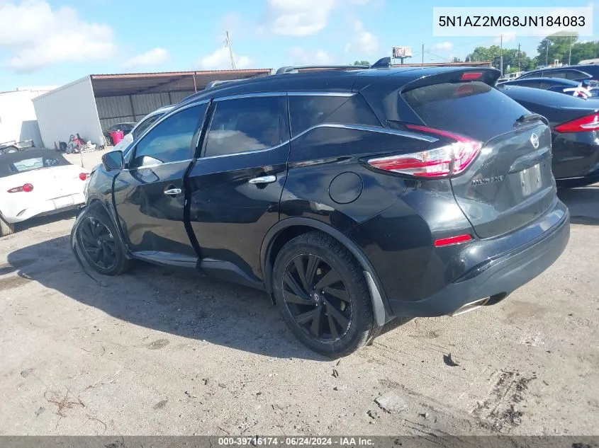 2018 Nissan Murano Sl VIN: 5N1AZ2MG8JN184083 Lot: 39716174