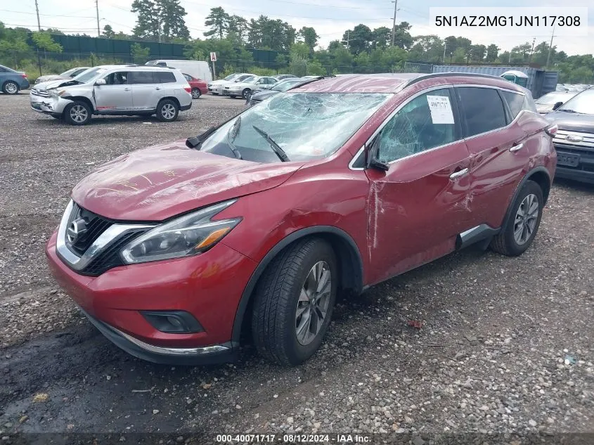 2018 Nissan Murano Sv VIN: 5N1AZ2MG1JN117308 Lot: 40071717