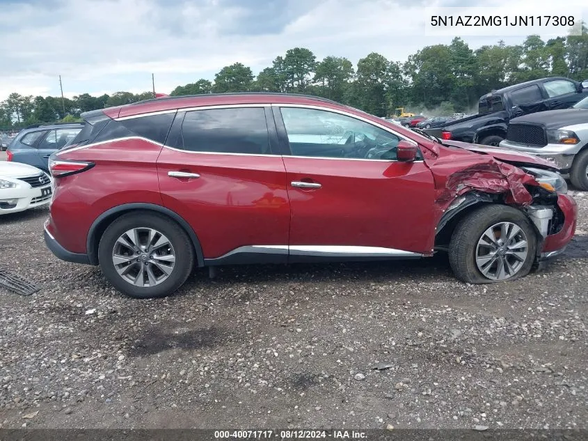 2018 Nissan Murano Sv VIN: 5N1AZ2MG1JN117308 Lot: 40071717