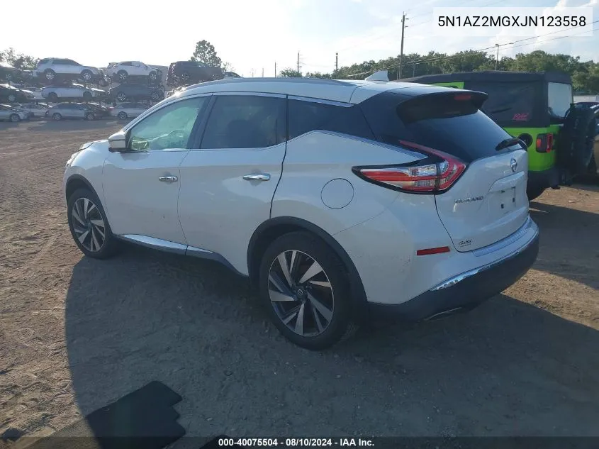 2018 Nissan Murano Platinum VIN: 5N1AZ2MGXJN123558 Lot: 40075504