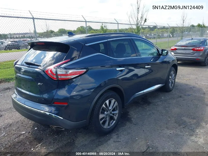 2018 Nissan Murano Sv VIN: 5N1AZ2MG9JN124409 Lot: 40145988