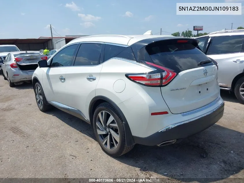 2018 Nissan Murano Platinum VIN: 5N1AZ2MG0JN109183 Lot: 40173606