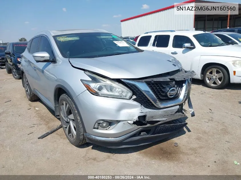 2018 Nissan Murano Platinum VIN: 5N1AZ2MG6JN160560 Lot: 40180253