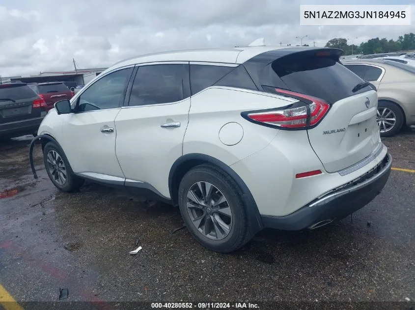 2018 Nissan Murano Sl VIN: 5N1AZ2MG3JN184945 Lot: 40280552