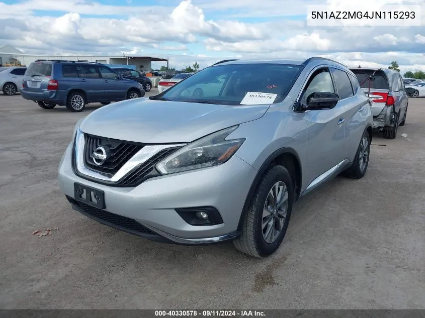 2018 Nissan Murano Sv VIN: 5N1AZ2MG4JN115293 Lot: 40330578