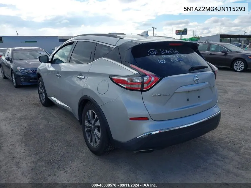 2018 Nissan Murano Sv VIN: 5N1AZ2MG4JN115293 Lot: 40330578