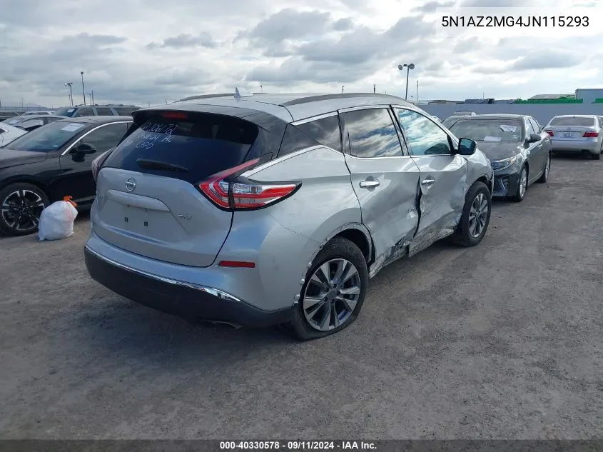 2018 Nissan Murano Sv VIN: 5N1AZ2MG4JN115293 Lot: 40330578