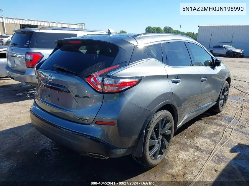 2018 Nissan Murano Sl VIN: 5N1AZ2MH0JN198990 Lot: 40452041