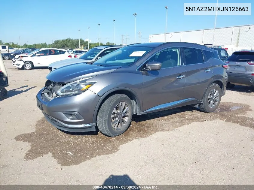 2018 Nissan Murano S/Sl/Sv/Platinum VIN: 5N1AZ2MHXJN126663 Lot: 40470214