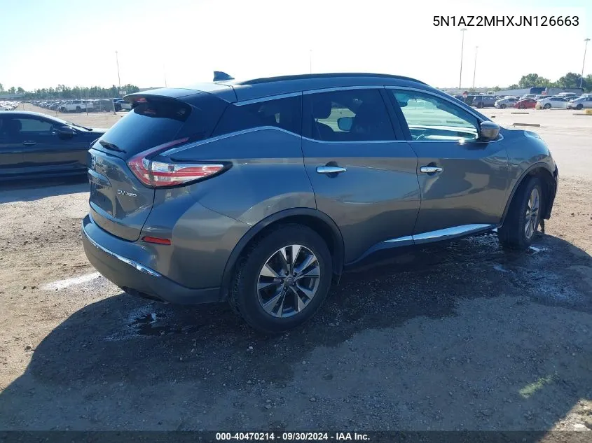 2018 Nissan Murano S/Sl/Sv/Platinum VIN: 5N1AZ2MHXJN126663 Lot: 40470214