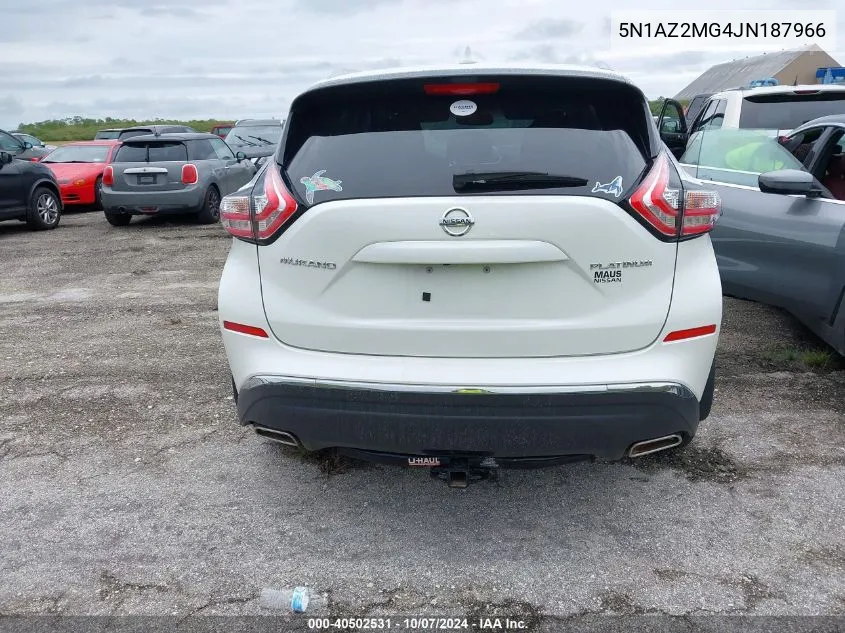 2018 Nissan Murano S/Sl/Sv/Platinum VIN: 5N1AZ2MG4JN187966 Lot: 40502531