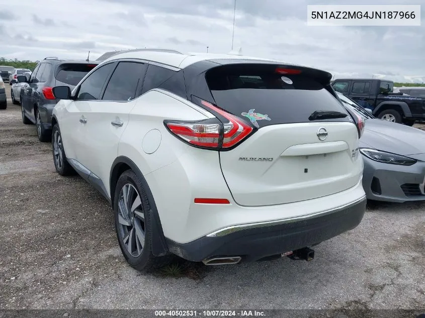 2018 Nissan Murano S/Sl/Sv/Platinum VIN: 5N1AZ2MG4JN187966 Lot: 40502531