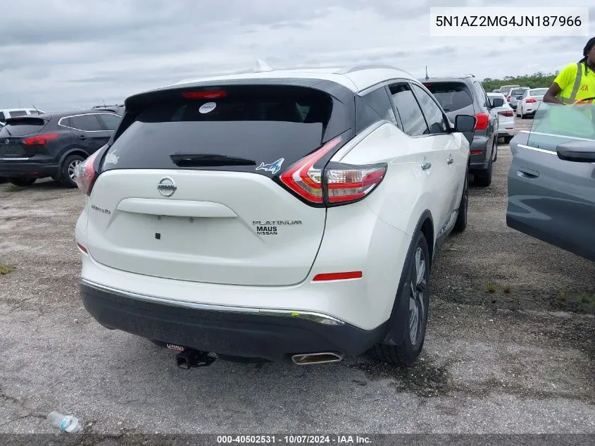 2018 Nissan Murano S/Sl/Sv/Platinum VIN: 5N1AZ2MG4JN187966 Lot: 40502531