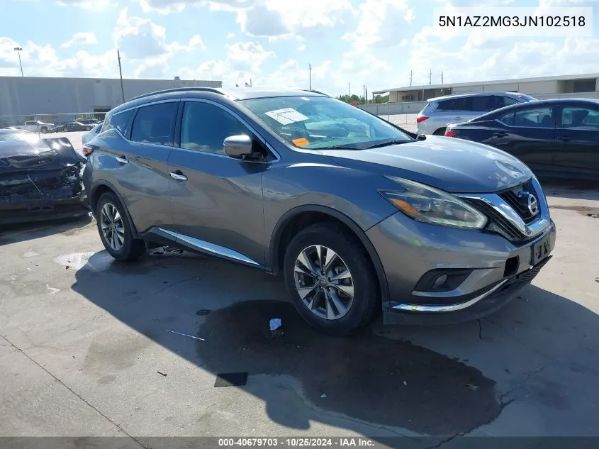 2018 Nissan Murano Sv VIN: 5N1AZ2MG3JN102518 Lot: 40679703