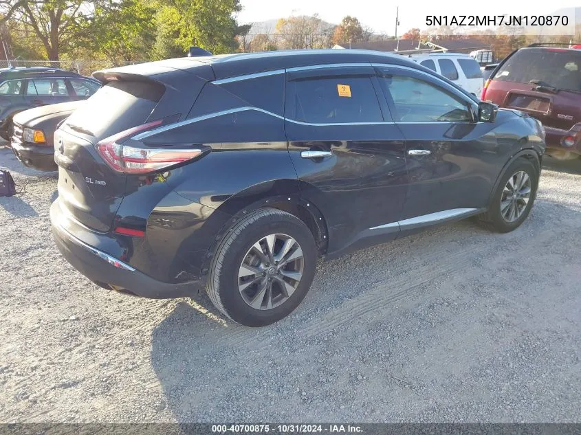 2018 Nissan Murano Sl VIN: 5N1AZ2MH7JN120870 Lot: 40700875