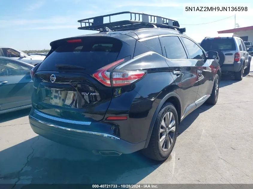 2018 Nissan Murano Sv VIN: 5N1AZ2MH9JN136598 Lot: 40721733