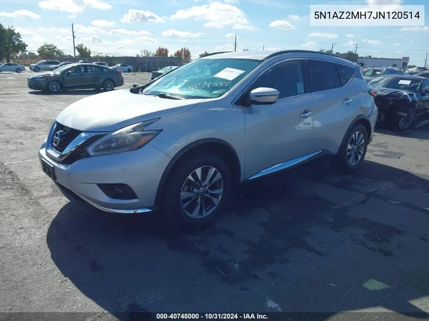 2018 Nissan Murano Sv VIN: 5N1AZ2MH7JN120514 Lot: 40745000