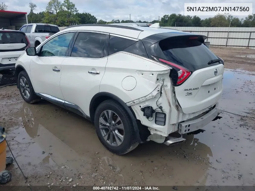 2018 Nissan Murano Sv VIN: 5N1AZ2MG7JN147560 Lot: 40782742