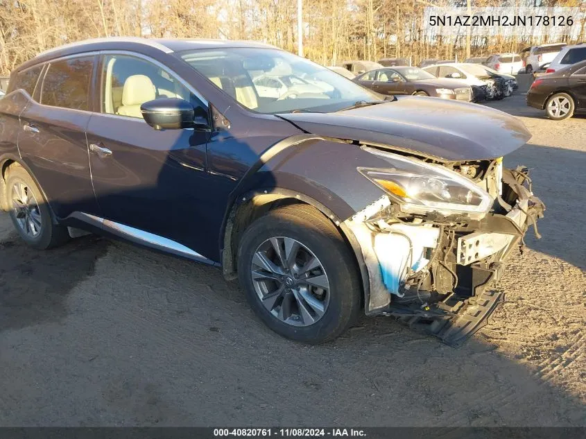 2018 Nissan Murano Sl VIN: 5N1AZ2MH2JN178126 Lot: 40820761