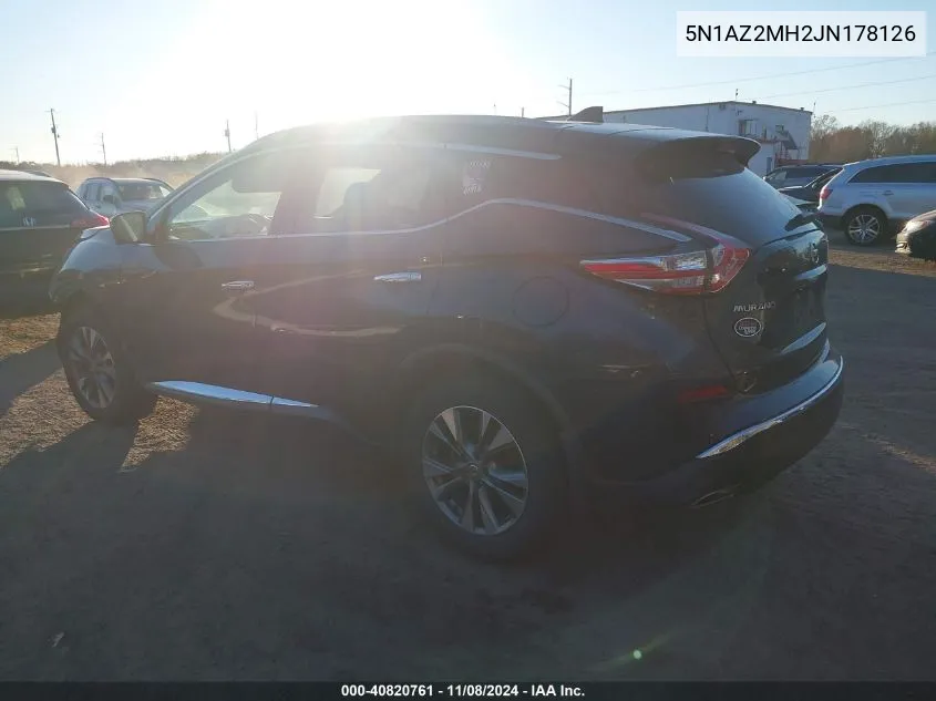 2018 Nissan Murano Sl VIN: 5N1AZ2MH2JN178126 Lot: 40820761