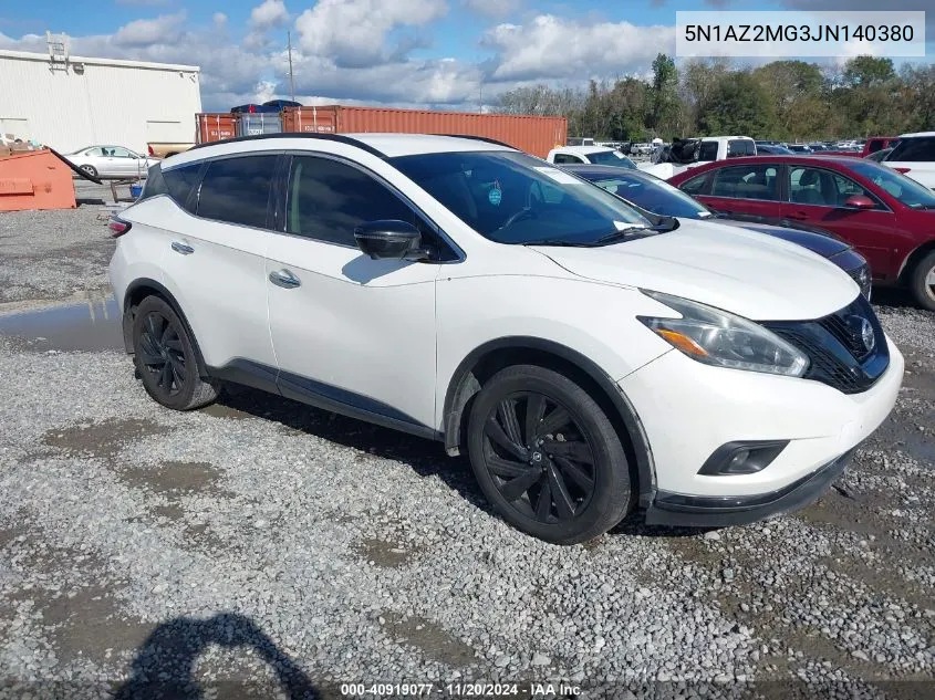 2018 Nissan Murano Sl VIN: 5N1AZ2MG3JN140380 Lot: 40919077