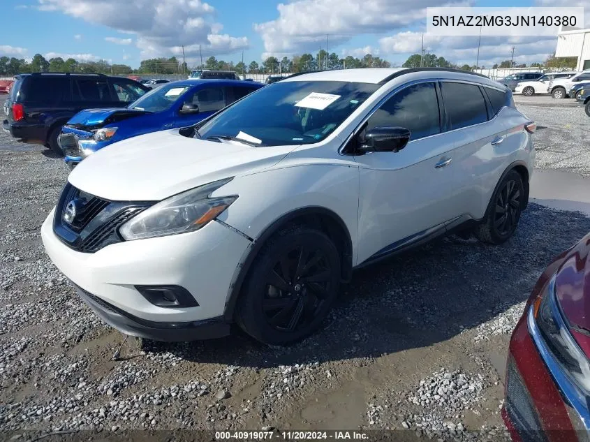 2018 Nissan Murano Sl VIN: 5N1AZ2MG3JN140380 Lot: 40919077