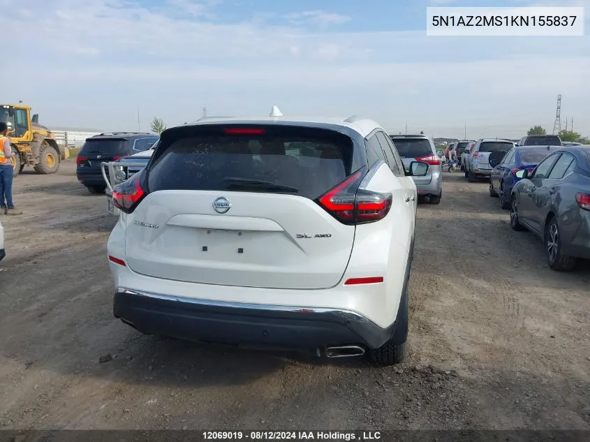 5N1AZ2MS1KN155837 2019 Nissan Murano S/Sl/Sv/Platinum