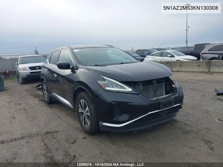 2019 Nissan Murano VIN: 5N1AZ2MS3KN130308 Lot: 12099276