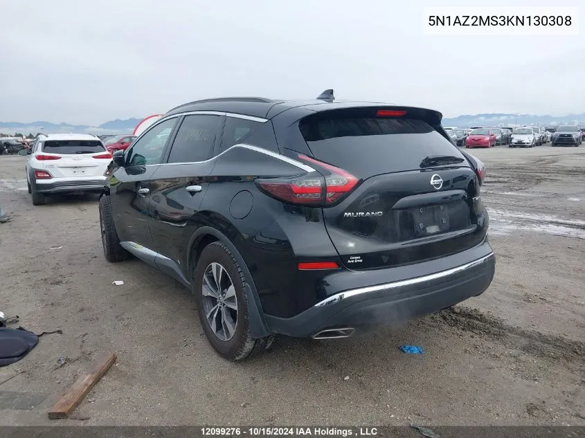 2019 Nissan Murano VIN: 5N1AZ2MS3KN130308 Lot: 12099276