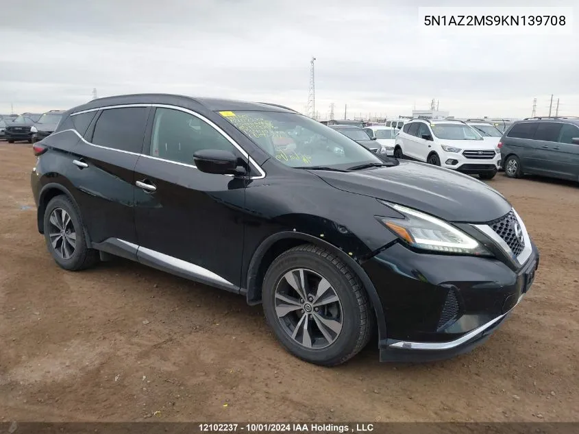 2019 Nissan Murano VIN: 5N1AZ2MS9KN139708 Lot: 12102237