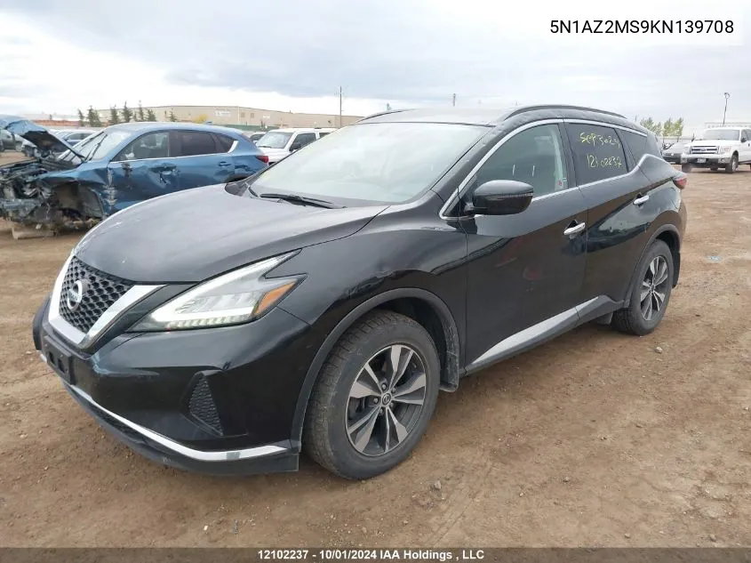 2019 Nissan Murano VIN: 5N1AZ2MS9KN139708 Lot: 12102237