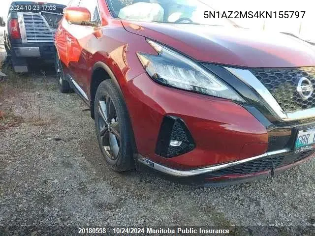 5N1AZ2MS4KN155797 2019 Nissan Murano Platinum