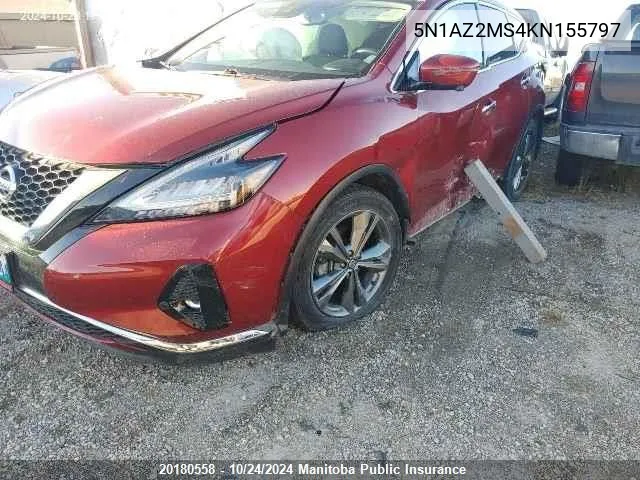 5N1AZ2MS4KN155797 2019 Nissan Murano Platinum