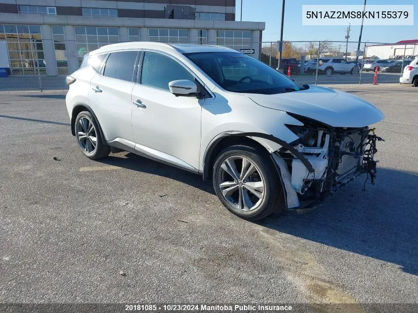 5N1AZ2MS8KN155379 2019 Nissan Murano Platinum