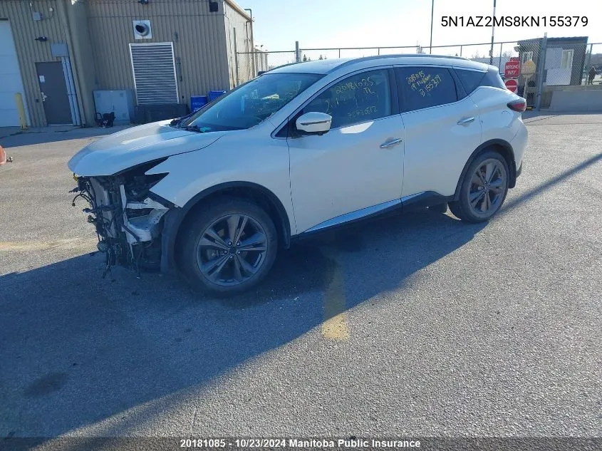 2019 Nissan Murano Platinum VIN: 5N1AZ2MS8KN155379 Lot: 20181085