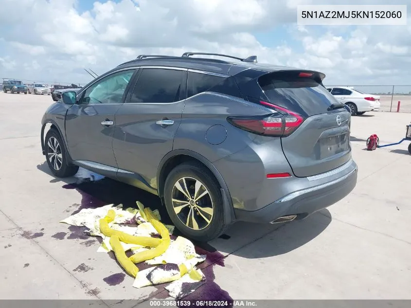 5N1AZ2MJ5KN152060 2019 Nissan Murano Sv