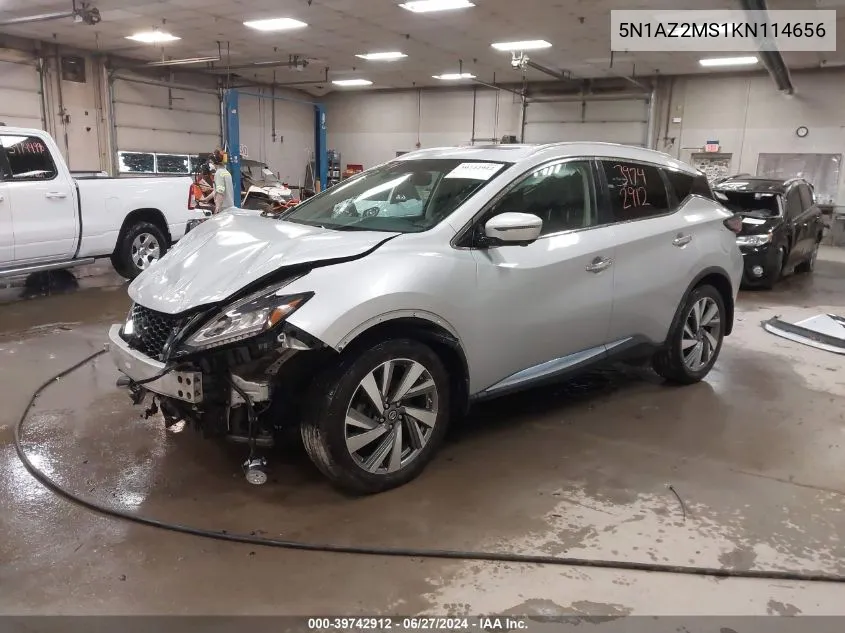 2019 Nissan Murano Sl VIN: 5N1AZ2MS1KN114656 Lot: 39742912